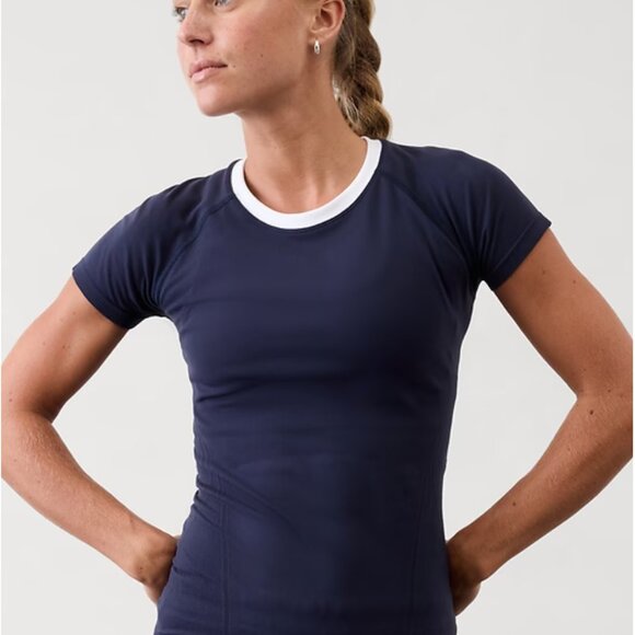 Athleta Tops - NWT Athleta Momentum Seamless Tee (S) Navy-White